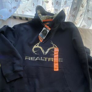 Realtree Black Camouflage Men's Pullover Fleece Hoodie Logo Graphic Print XXL